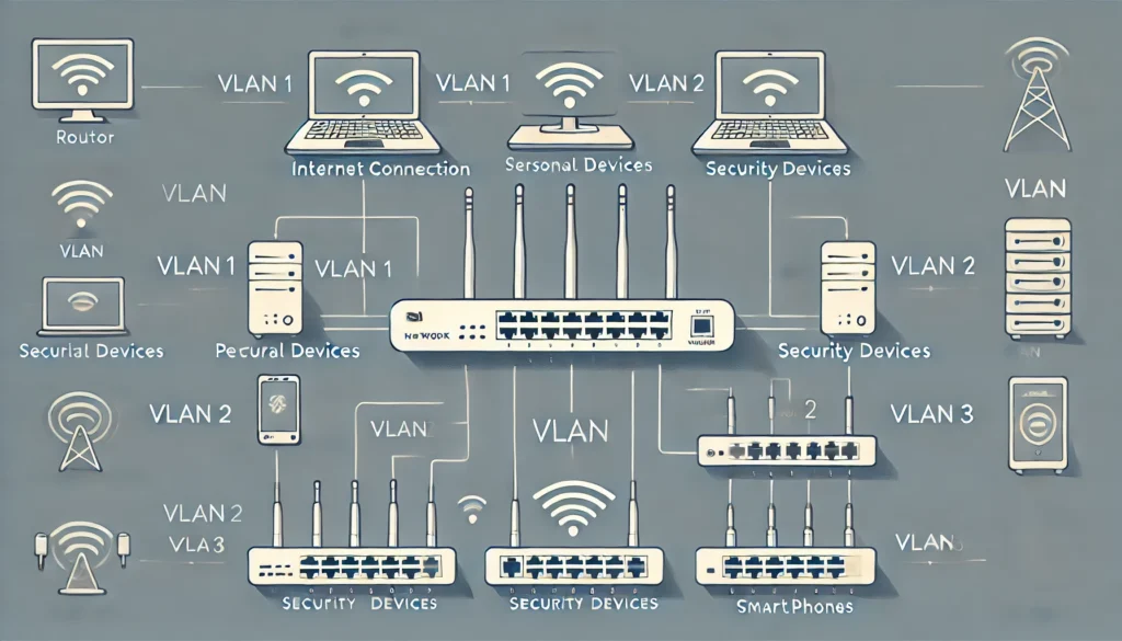 Network diagram showing configured VLANs