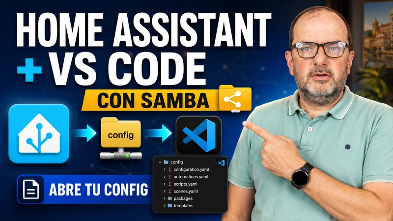 Home Assistant conectado a Visual Studio Code usando Samba para editar la carpeta config.
