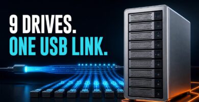 Nine-drive DAS connected through one USB link