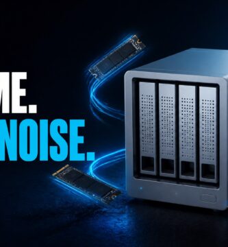 NAS with four NVMe drives and the text zero noise