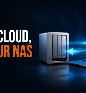 Laptop syncing files with a NAS and the text your cloud on your NAS