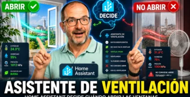 Asistente de ventilación en Home Assistant comparando el aire interior y exterior