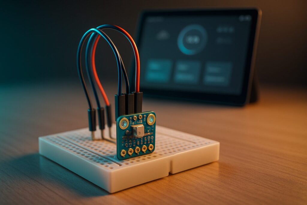 BME280 sensor module connected for Arduino and ESPHome environmental monitoring
