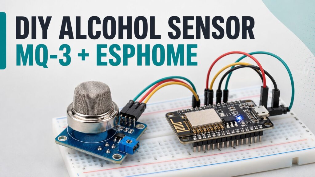 DIY MQ-3 alcohol-vapor sensor connected to an ESP8266 for ESPHome