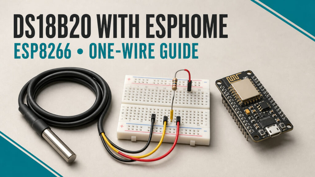 DS18B20 probe connected to an ESP8266 with a 4.7 kiloohm pull-up resistor