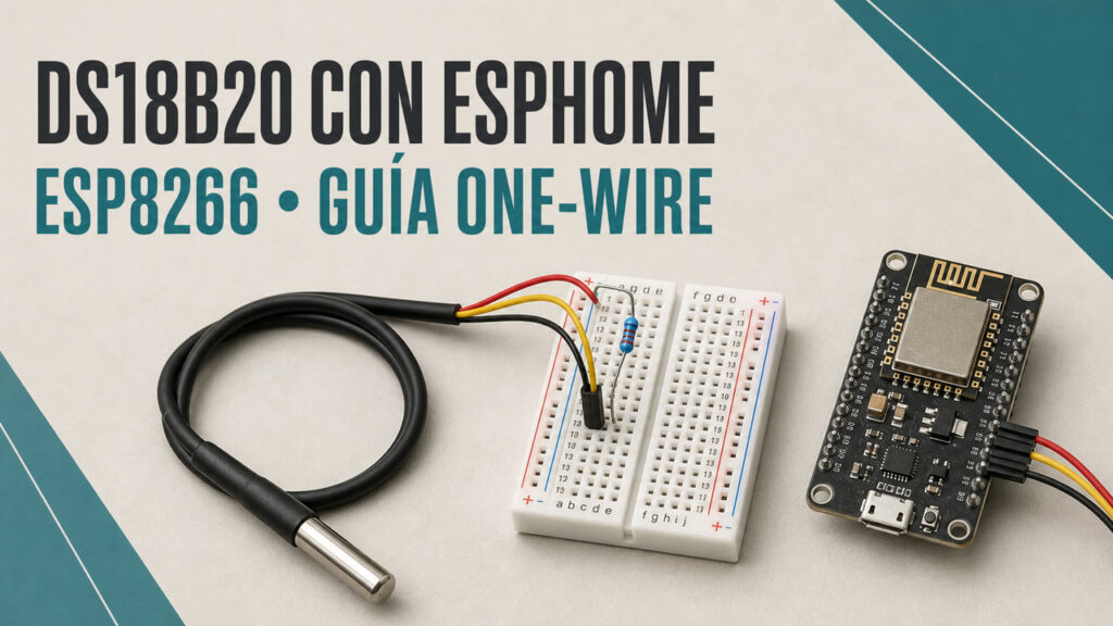 Sonda DS18B20 conectada a un ESP8266 con resistencia pull-up de 4,7 kiloohmios