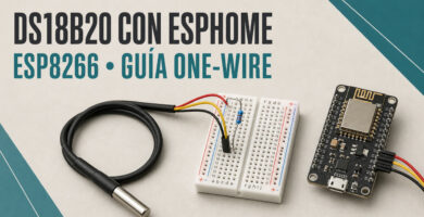 Sonda DS18B20 conectada a un ESP8266 con resistencia pull-up de 4,7 kiloohmios