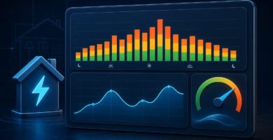 Home Assistant energy dashboard with daily, monthly and power charts