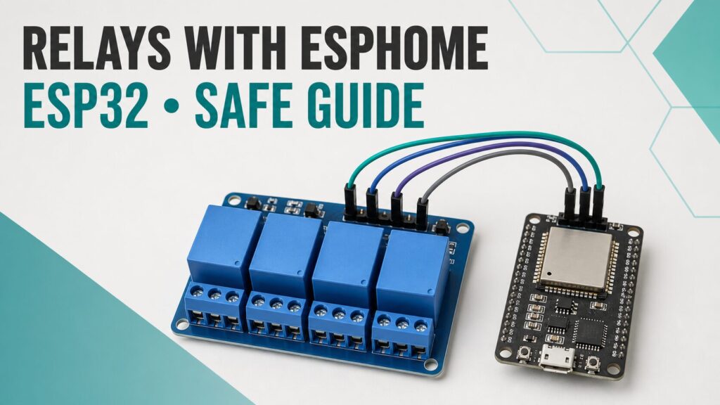 Four-channel relay module connected to an ESP32 running ESPHome