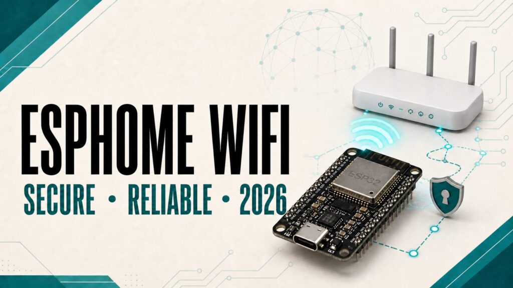 ESP32 connected to a router through secure ESPHome WiFi with roaming