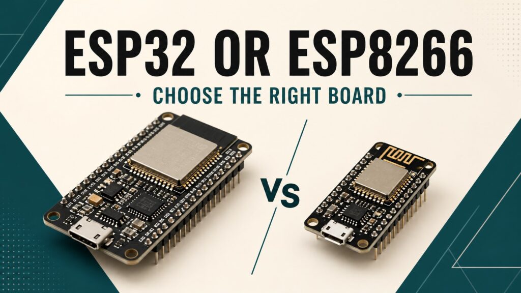 ESP32 and ESP8266 boards compared with the text choose the right board