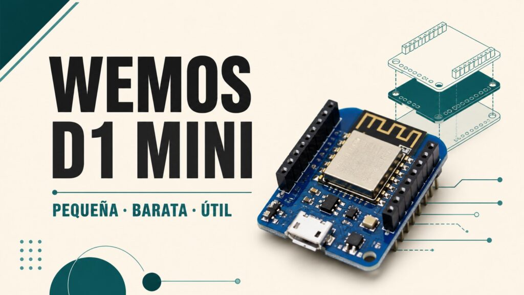 Placa Wemos D1 mini con el texto pequeña, barata y útil