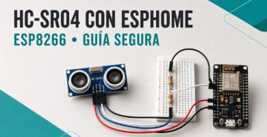 Sensor HC-SR04 conectado a ESP8266 mediante un divisor de tensión para ESPHome