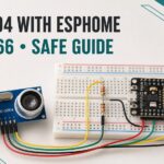 HC-SR04 sensor connected to an ESP8266 through an Echo voltage divider for ESPHome