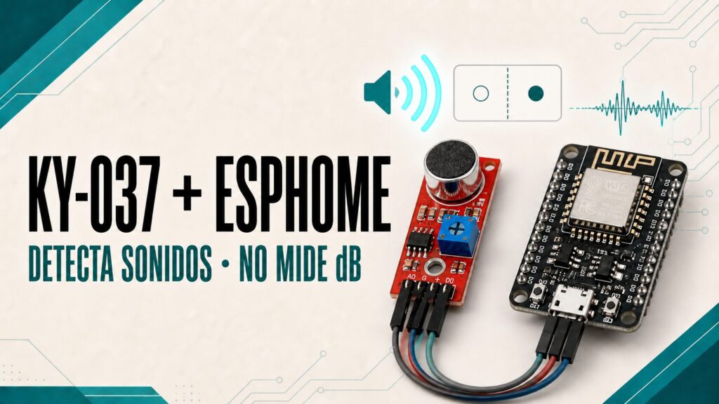 Módulo KY-037 conectado a una placa ESP8266 para detectar sonidos con ESPHome