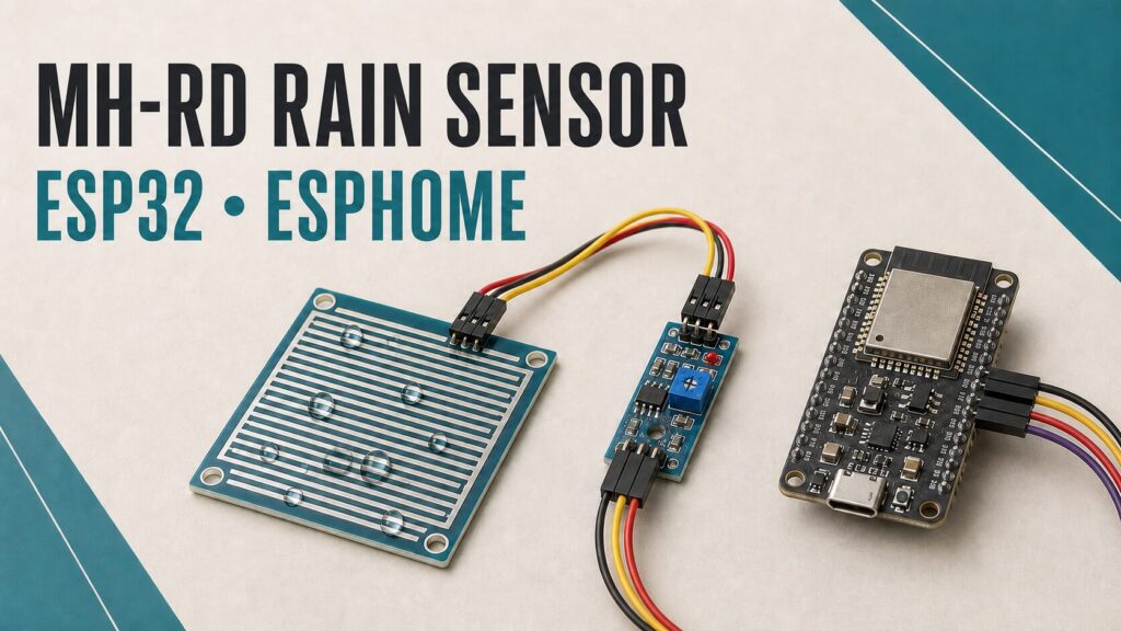 MH-RD rain sensor connected to an ESP32 for ESPHome
