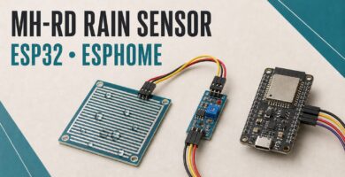 MH-RD rain sensor connected to an ESP32 for ESPHome