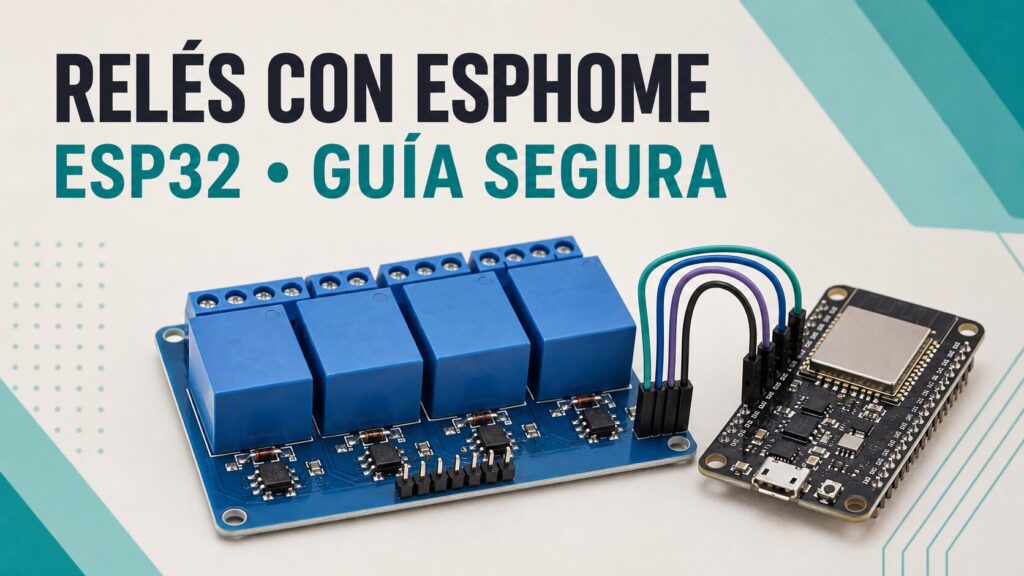 Módulo de cuatro relés conectado a un ESP32 con ESPHome