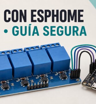 Módulo de cuatro relés conectado a un ESP32 con ESPHome