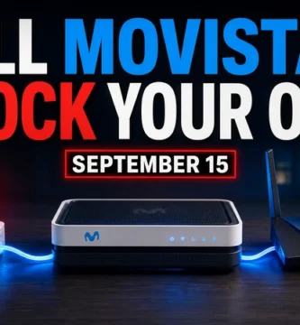 Standalone ONT and Movistar HGU router ahead of the September 2026 network changes in Spain