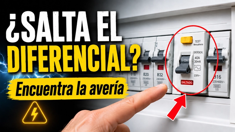 Interruptor diferencial saltado en un cuadro eléctrico doméstico