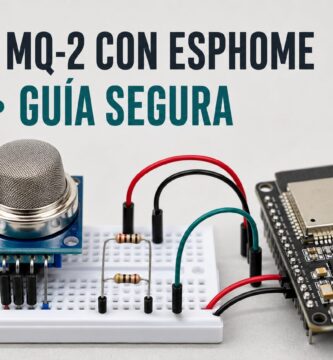 Sensor MQ-2 conectado mediante un divisor de tensión a un ESP32 con ESPHome