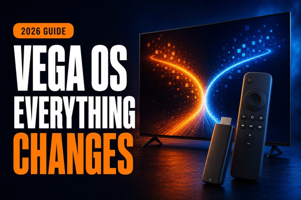 Fire TV with Vega OS and the words Everything changes