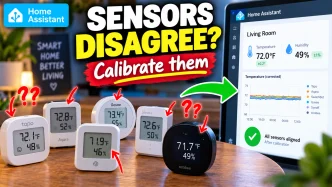 Several temperature and humidity sensors showing different readings before calibration in Home Assistant