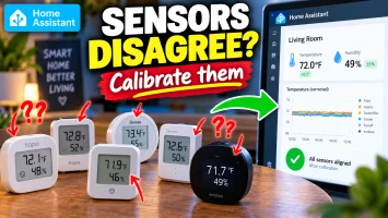 Several temperature and humidity sensors showing different readings before calibration in Home Assistant