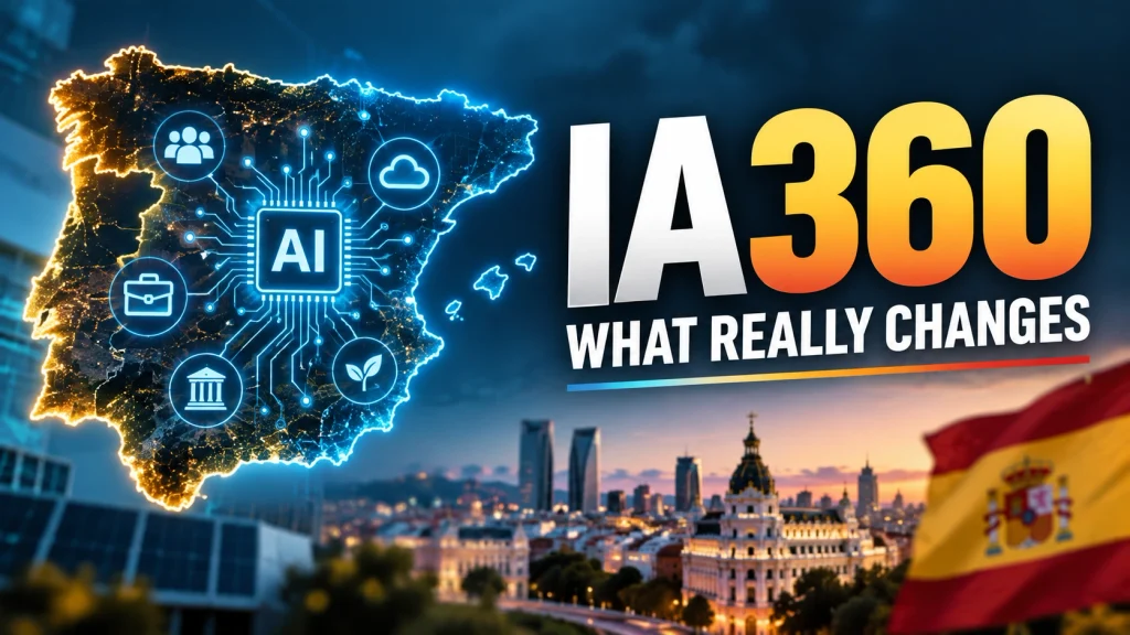 Thumbnail for Spain’s IA360 Plan showing a map of Spain, artificial intelligence elements and the text “IA360: What Really Changes”.
