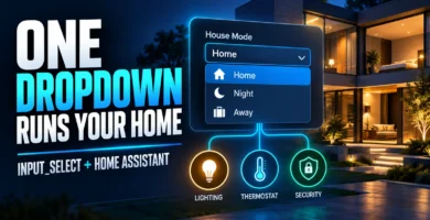 Home Assistant input_select dropdown controlling Home, Night, and Away modes