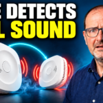 Albert with two Sensereo MS-1 Interlink smoke alarms: one detects, all sound.